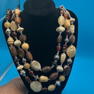 Vintage Premier‎ Designs BOHO wood stone multi-strand necklace